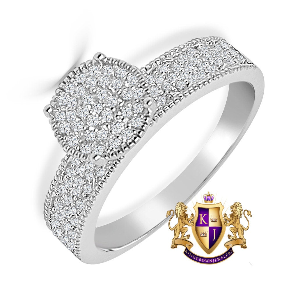 1.00 Cwt. Bridal Wedding Ring Real Sterling Silver 10K White Gold Over Simulated Diamond Ladies Engagement Band