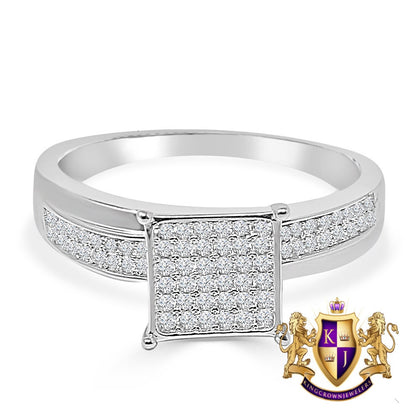 10K White Gold Over Bridal Wedding Ring Real Sterling Silver Simulated Diamond Ladies Engagement Band 1.00 Cwt.