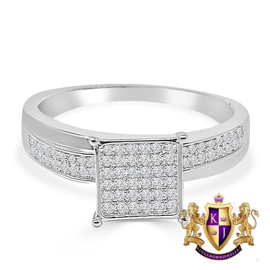 10K White Gold Over Bridal Wedding Ring Real Sterling Silver Simulated Diamond Ladies Engagement Band 1.00 Cwt.