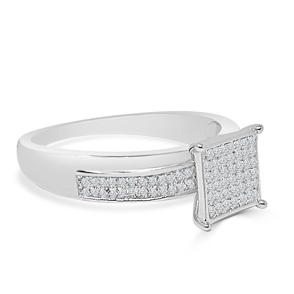 10K White Gold Over Bridal Wedding Ring Real Sterling Silver Simulated Diamond Ladies Engagement Band 1.00 Cwt.