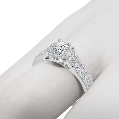 Ladies Engagement Band 10K White Gold Over Bridal Wedding Ring Real Sterling Silver Simulated Diamond