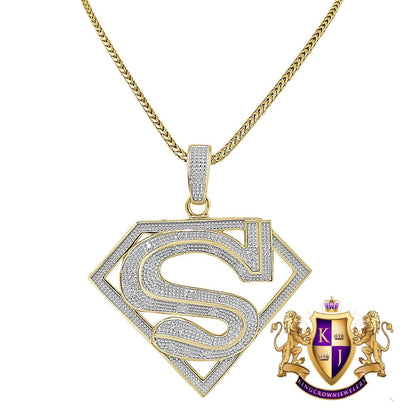 Real Genuine Authentic Diamond Custom Designer Charm 10K Gold Finish Pendent 1.80''