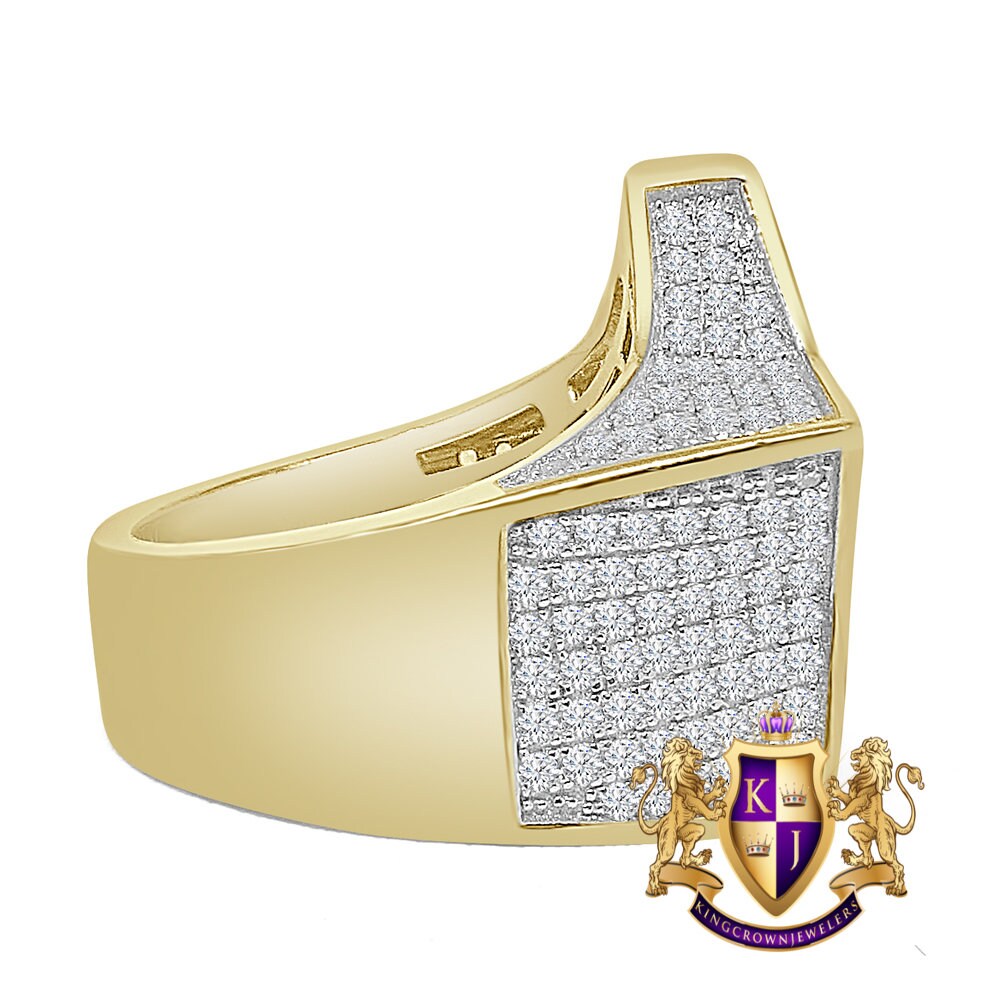 Big Bold XL 24 + Grams Heavy Real Sterling Silver 14K Gold Over 4.00 Cwt. Simulated Diamond Star Shape Men's Ring Band