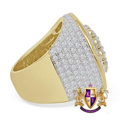 30 + Grams Big XL Jumbo Genuine Sterling Silver 12 Cwt. Simulated Diamond 14K Gold Over Men's Ring Band