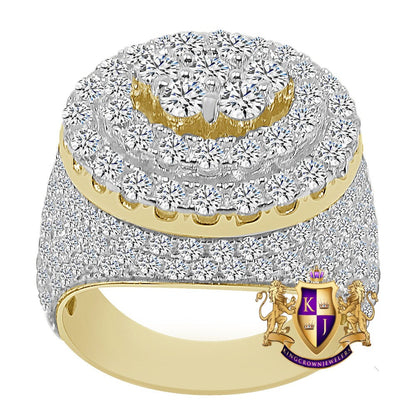 Real Genuine Italian Sterling Silver 6 Cwt. Simulated Diamond 14K Gold Over Men's Designer Custom Ring Band