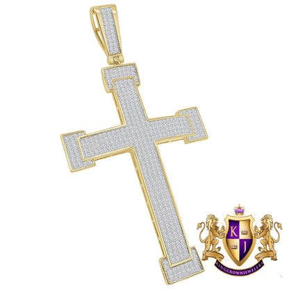 Men's Big XL 3.25'' Simulated Diamond 14K Gold Over Jesus Cross Designer Custom Charm Pendent