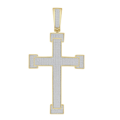 Men's Big XL 3.25'' Simulated Diamond 14K Gold Over Jesus Cross Designer Custom Charm Pendent
