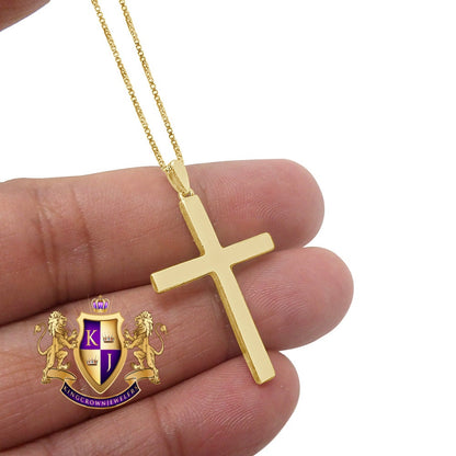 Real Genuine Diamond 10K Gold Finish Jesus Cross Mini Charm Pendent Chain Set 1.50'' Unisex