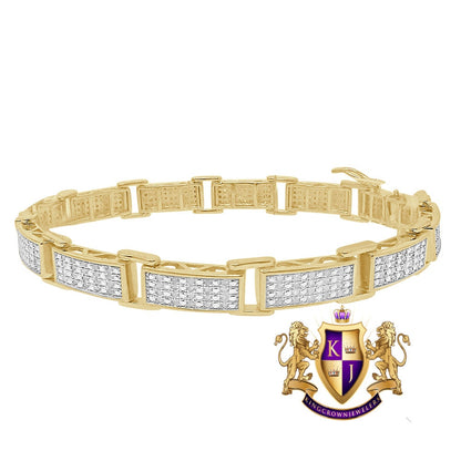 100% Genuine Real Diamond 10k Yellow Gold Over Men's Ladies Tennis Link Bracelet 8''