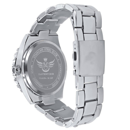 Solitaire 14K White Gold Tone Simulated Diamond Water Resistance Steel Back Metal Band Watch 40mm