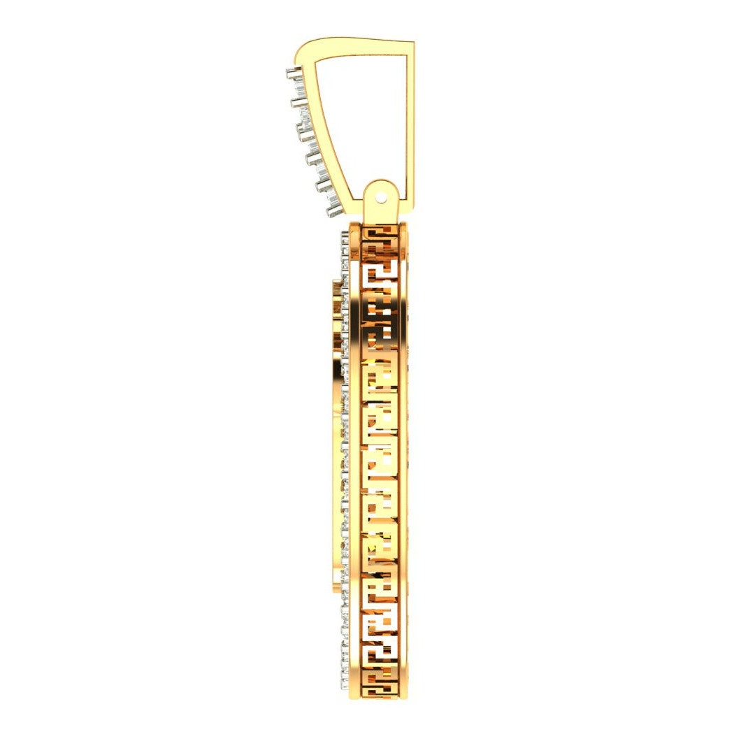 Real Genuine Authentic Diamond 10K Gold Over Muslim Islamic Arabic Pendent Charm Allah God Medallion 2''