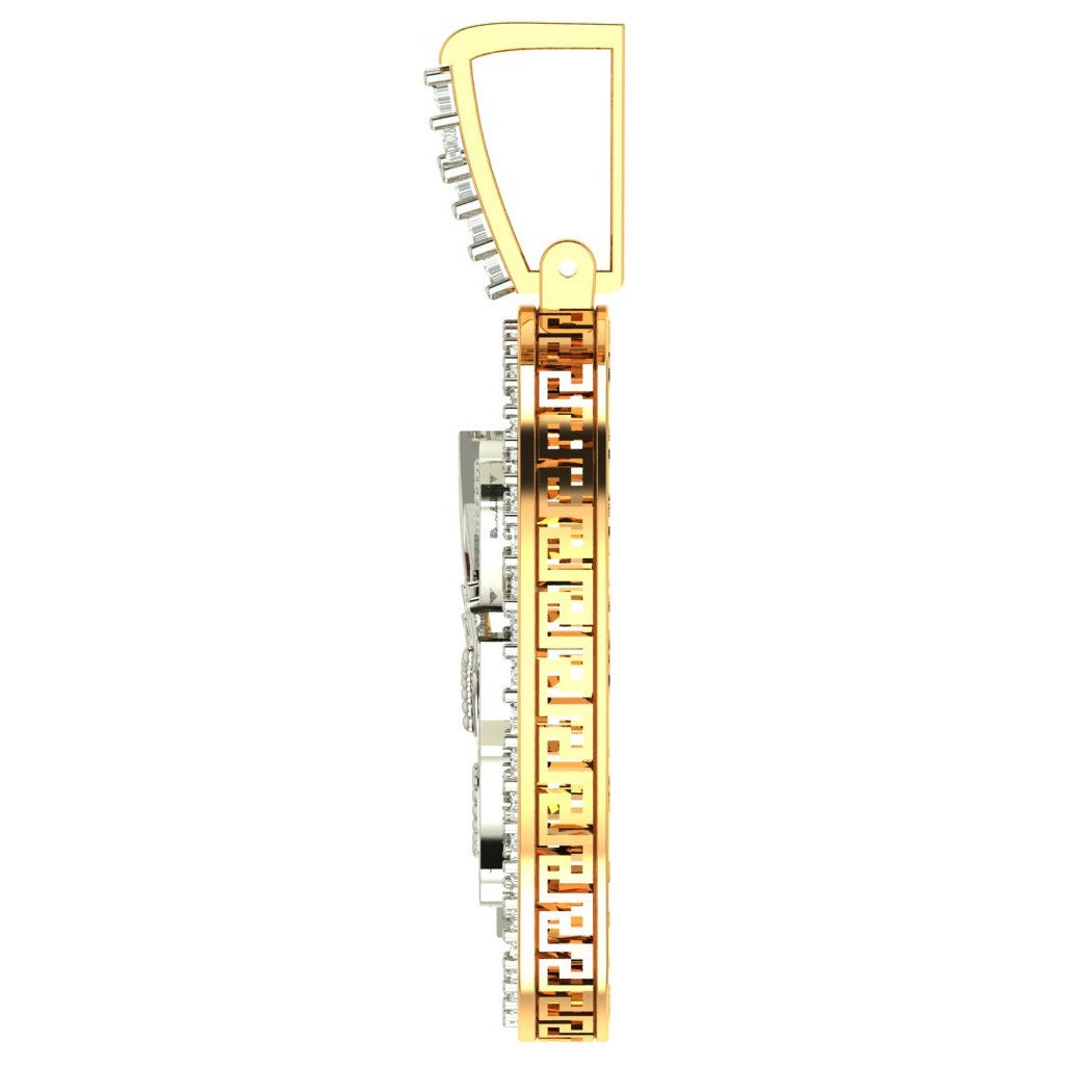 Genuine Real Diamond Knights Templar Masonic 14K Gold Over Freemason Custom Charm Pendent Medallion 2''