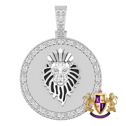 Authentic Genuine Real Diamond 10K Gold Finish Lion King Head Medallion Pendent Charm 2''