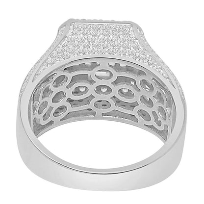 Baguette 10K White Gold On Real Sterling Silver Simulated Diamond Men's Wedding Engagement Ring Band