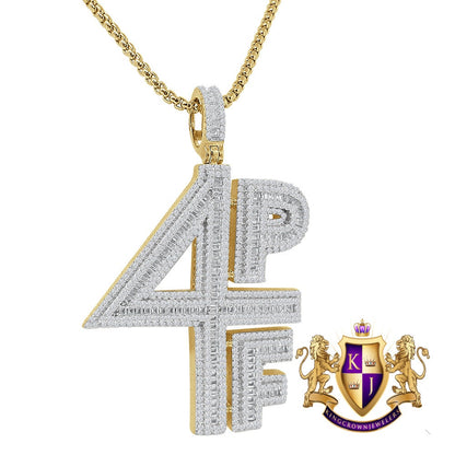 Men's 30 + Grams Real Genuine Sterling Silver Baguette Simulated Diamond 4PF Four Pockets Full Rich Custom Charm Pendant + Free Chain 2.30''
