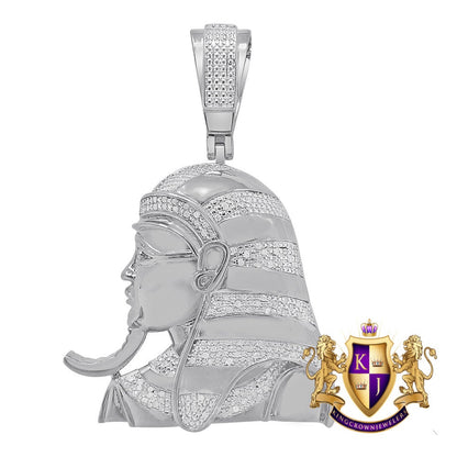 Real Genuine Authentic Natural Diamond 22+ Grams Egyptian King Tut Pharaoh Mummy Custom Pendant 10k Solid Gold Over Charm 2.25''