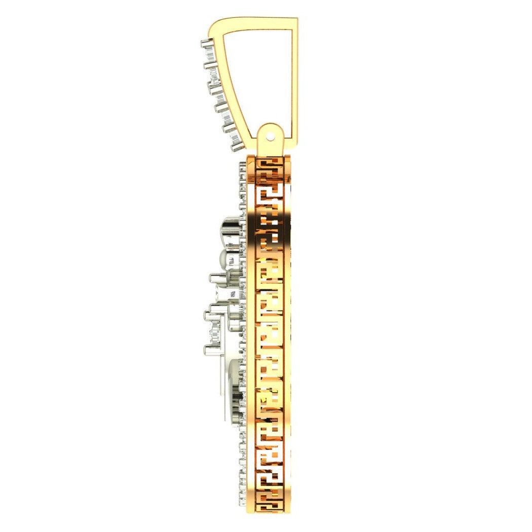 Real Genuine Diamond Knight Templar Masonic Shield and Sword Pendent 10K Gold Over Medallion Charm 2''
