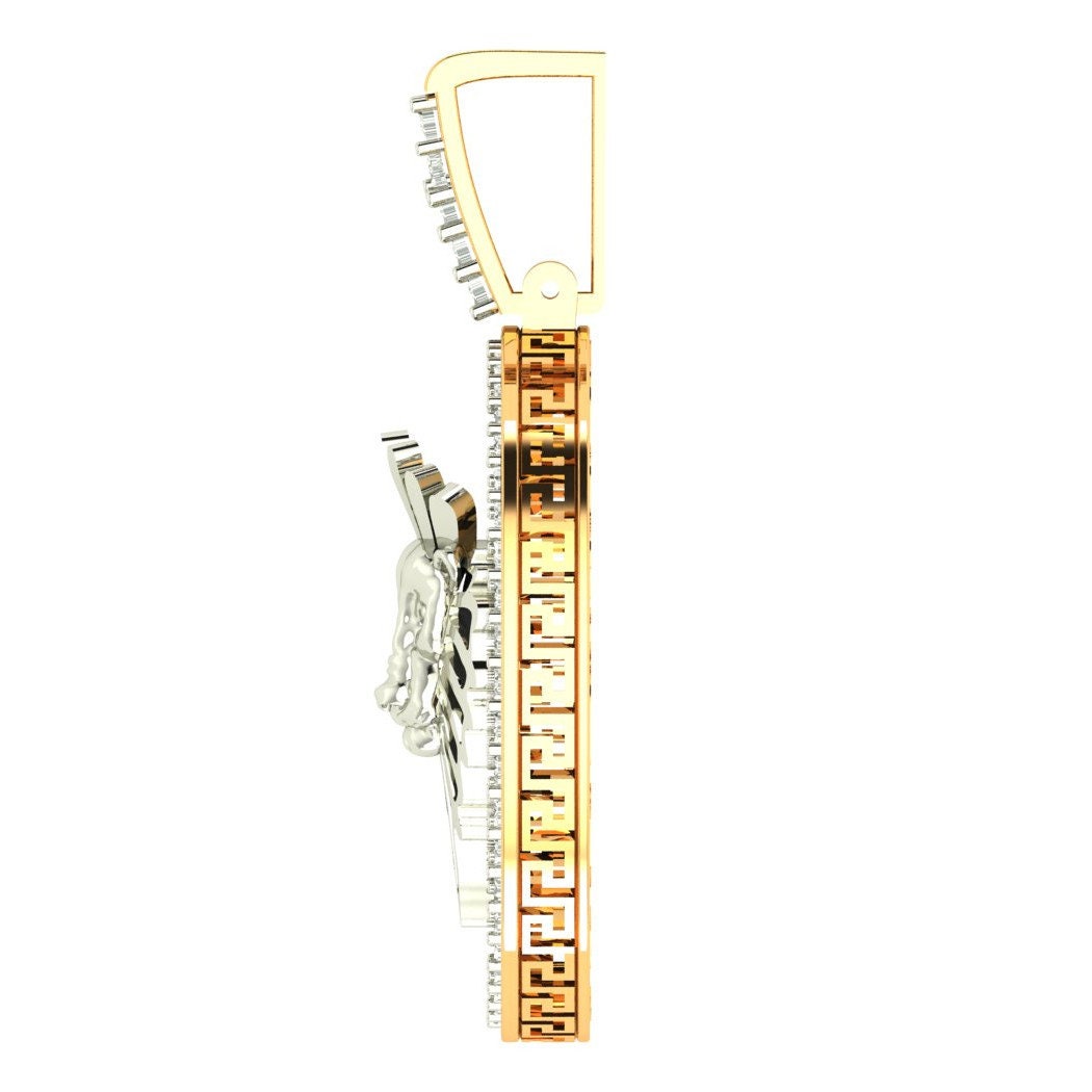 Authentic Genuine Real Diamond 10K Gold Finish Lion King Head Medallion Pendent Charm 2''