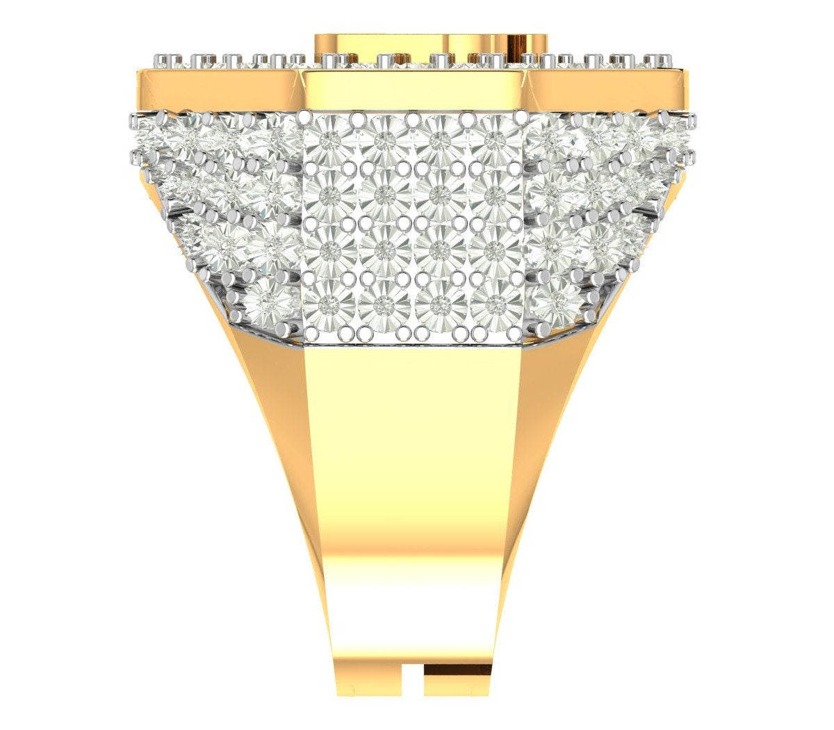 Real Genuine Authentic Diamond 10K Gold Over Allahu Akbar Muslim Islamic Arabic "God is Greater" Ring Band (Adjustable 9.5 Up 10.5)