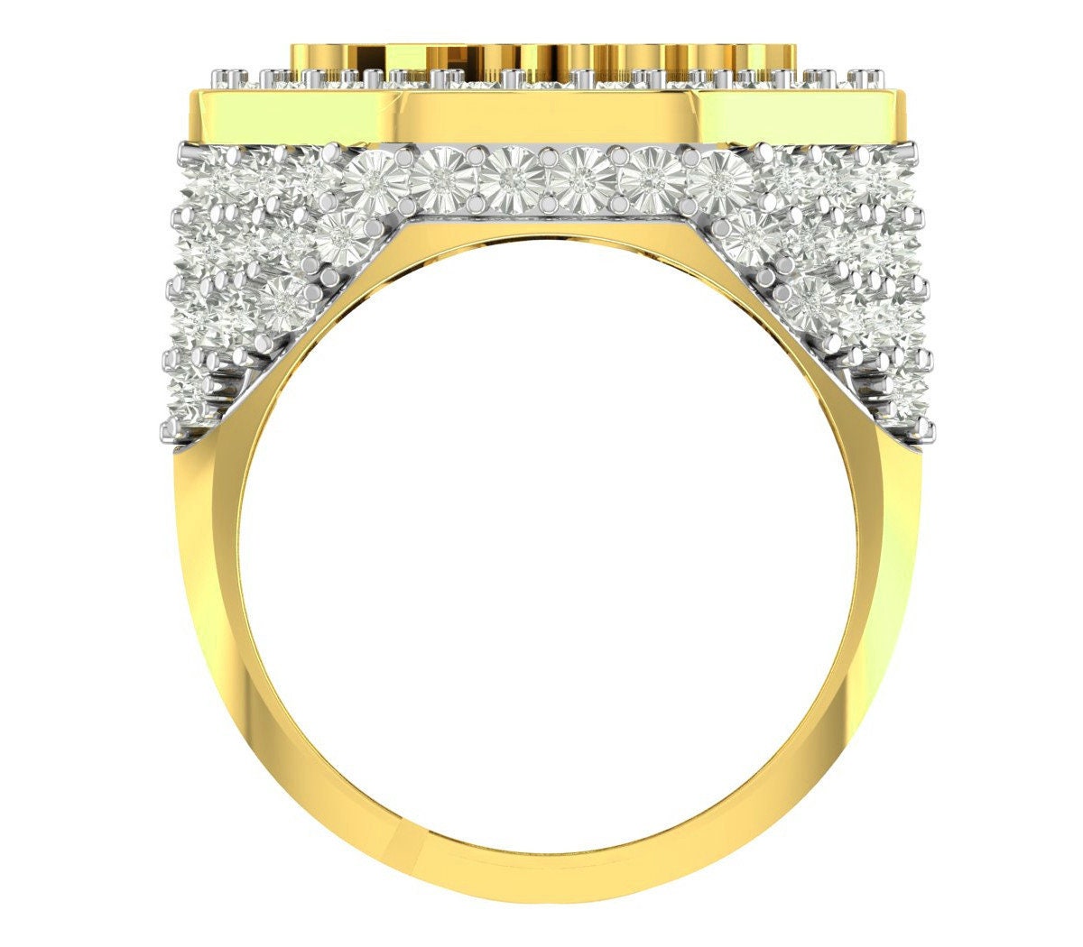 Real Genuine Authentic Diamond 10K Gold Over Allah God Muslim Islamic Arabic Ring Band (Adjustable 9.5 Up 10.5)