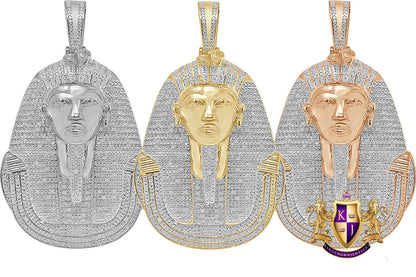Real Genuine Authentic Diamond Big 2.75'' Ancient Egyptian King Tutankhamun Pharaoh Custom Pendant 10K Gold Over Charm 27+ Grams