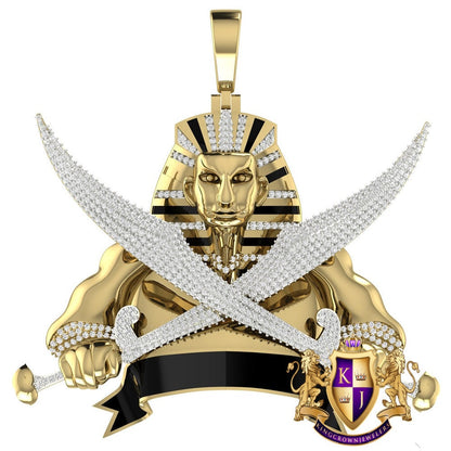45 + Grams 100% Real Genuine Diamond Knights Templar Freemasonry Masonic 10K Gold Over Men's Exclusive Custom Charm Pendent Big XL 3''