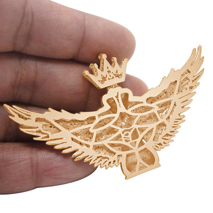 100% Real Genuine Diamond Men's King Chess Piece Pawn Crown Wings Pendent Charm 10K Rose Gold Finish