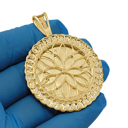Men's Real Genuine Diamond 0.60 Cwt. Egyptian Pharaoh King Tut Pendent 10K White Gold Finish Round Medallion Charm 2.5''