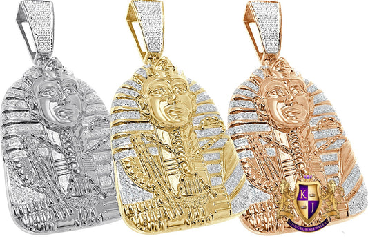 22 + Grams Real Genuine Authentic Diamond Egyptian Pharaoh King Tut Mummy Custom Charm Pendant 10K Gold Over 2.50'' Unisex