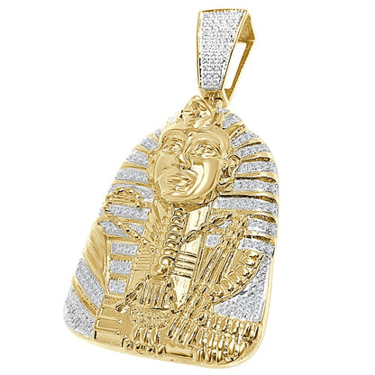22 + Grams Real Genuine Authentic Diamond Egyptian Pharaoh King Tut Mummy Custom Charm Pendant 10K Gold Over 2.50'' Unisex