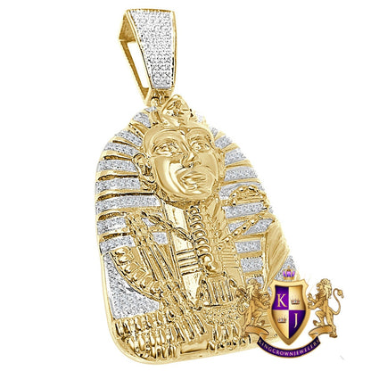 22 + Grams Real Genuine Authentic Diamond Egyptian Pharaoh King Tut Mummy Custom Charm Pendant 10K Gold Over 2.50'' Unisex