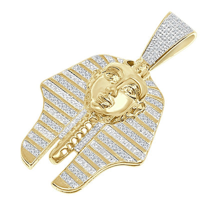 Men's Real Authentic Genuine Diamond 10K Gold Finish Egyptian Pharaoh King Tut 2" Pendant Mummy Charm 14 + Grams