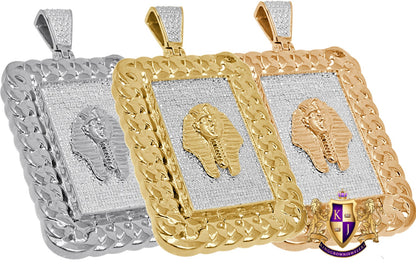 Real Genuine Authentic Diamond 29 + Grams Miami Cuban Frame Egyptian Pharaoh Mummy Charm 10K Gold Finish Pendent 2.50''