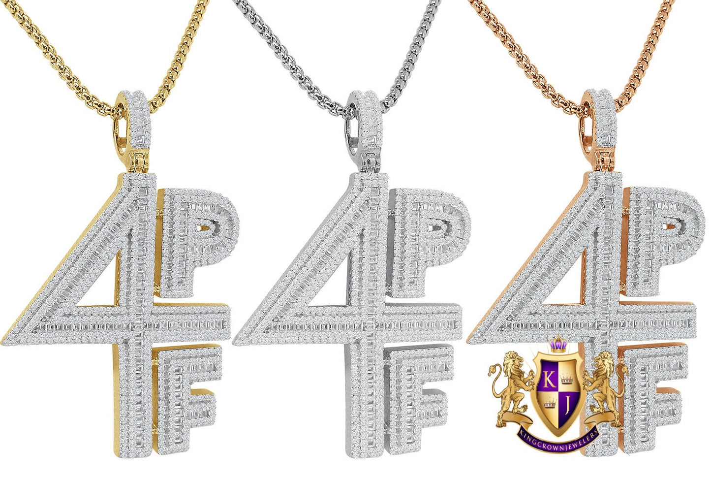 Men's 30 + Grams Real Genuine Sterling Silver Baguette Simulated Diamond 4PF Four Pockets Full Rich Custom Charm Pendant + Free Chain 2.30''