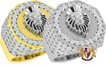 Men's Real Genuine Authentic Diamond 10K Gold Over Lion King Head Ring Band (Adjustable 9.5 Up 10.5)