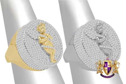 20 + Grams Big Bold 25 mm Real Italian Sterling Silver 14K Gold Over Simulated Diamond Holy Angel Praying Hand Men's Religious XL Ring Band