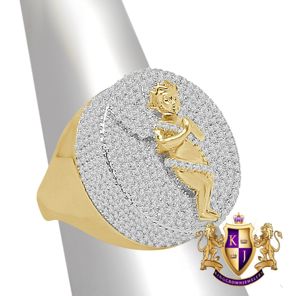 20 + Grams Big Bold 25 mm Real Italian Sterling Silver 14K Gold Over Simulated Diamond Holy Angel Praying Hand Men's Religious XL Ring Band