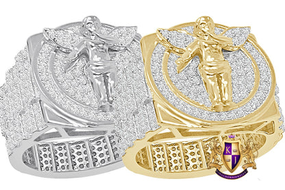 3D Big Bold 20mm Men's Real Genuine Italian Sterling Silver 14K Gold Over Simulated Diamond Holy Angel Wings Religious Ring Band 13+ Grams