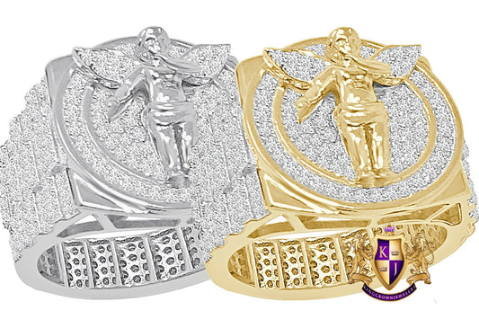 3D Big Bold 20mm Men's Real Genuine Italian Sterling Silver 14K Gold Over Simulated Diamond Holy Angel Wings Religious Ring Band 13+ Grams