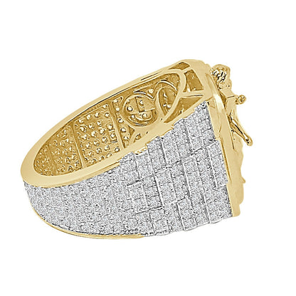 3D Big Bold 20mm Men's Real Genuine Italian Sterling Silver 14K Gold Over Simulated Diamond Holy Angel Wings Religious Ring Band 13+ Grams