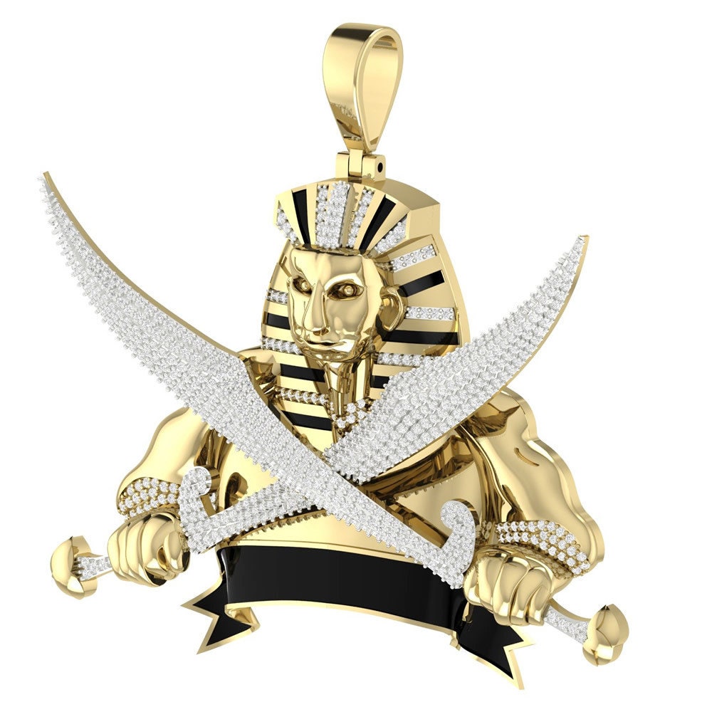 45 + Grams 100% Real Genuine Diamond Knights Templar Freemasonry Masonic 10K Gold Over Men's Exclusive Custom Charm Pendent Big XL 3''