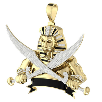 45 + Grams 100% Real Genuine Diamond Knights Templar Freemasonry Masonic 10K Gold Over Men's Exclusive Custom Charm Pendent Big XL 3''
