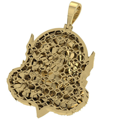 36 + Grams Real Genuine Diamond Eye Providence Owl Illuminati Freemasonry Masons Masonic Charm 10K Gold Over Men's Custom Pendent XL Big 3''
