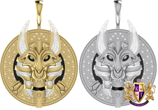 Real Genuine Diamond Big XL 3'' Egyptian God Of Death Anubis Pharaoh Mummy Charm 10K Gold Over Men's Exclusive Custom Pendent 31 + Grams