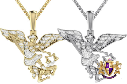 Real Genuine Authentic Diamond 0.50 Cwt. 10K Gold Over Saint Michael The Archangel Religious Charm "All Evil Spirits" Pendent Small 1.65"