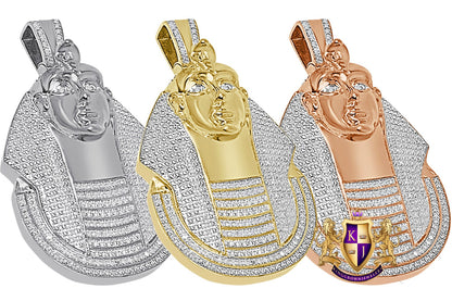 20 + Grams Real Genuine Authentic Diamond Egyptian Pharaoh King Tut Pendant 10k Gold Finish Mummy Charm 2.35''