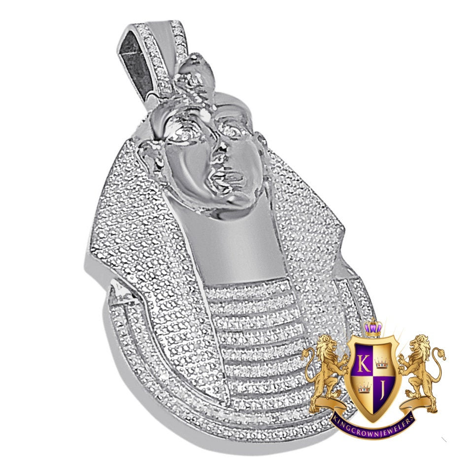 20 + Grams Real Genuine Authentic Diamond Egyptian Pharaoh King Tut Pendant 10k Gold Finish Mummy Charm 2.35''