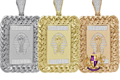 Genuine Real Authentic Diamond 29 + Grams Miami Cuban Frame Egyptian Pharaoh Mummy Charm 10K Gold Finish Pendent 2.50''
