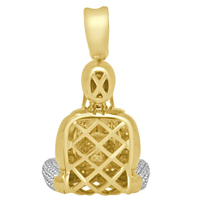 34 + Grams Real Authentic Italian Sterling Silver 14K Gold Over Siddhartha Buddha Pendent Simulated Diamond Buddhist Religious Charm 2.25''