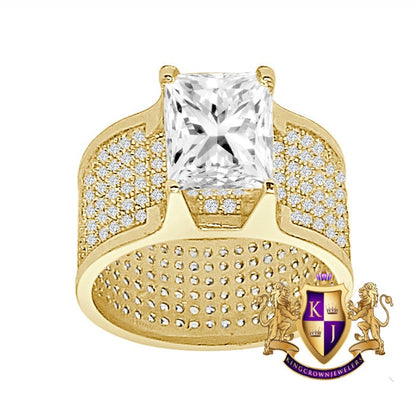 Solitaire Ladies Women's 14K Gold Over 2.00 Cwt. Round Cut Simulated Diamond Wedding Engagement Bridal 3D Ring Band